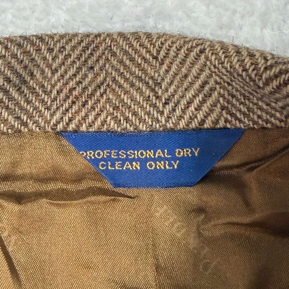 Vintage Pendleton High Grade Western Wear Wool Herringbone Blazer Brown READ - Picture 8 of 16